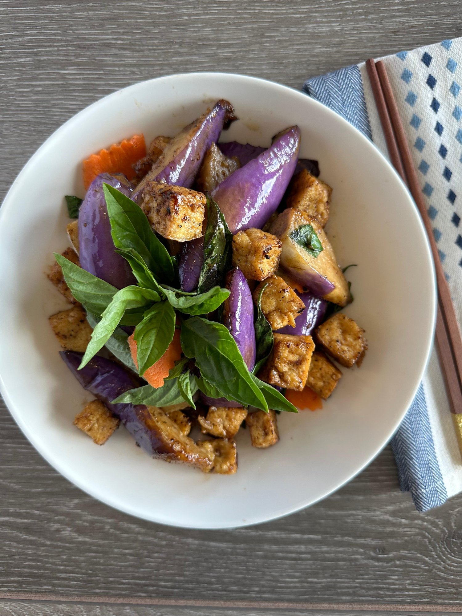 Eggplant Tofu Basil (Ca Tim Dau Hu Xao La Que)
