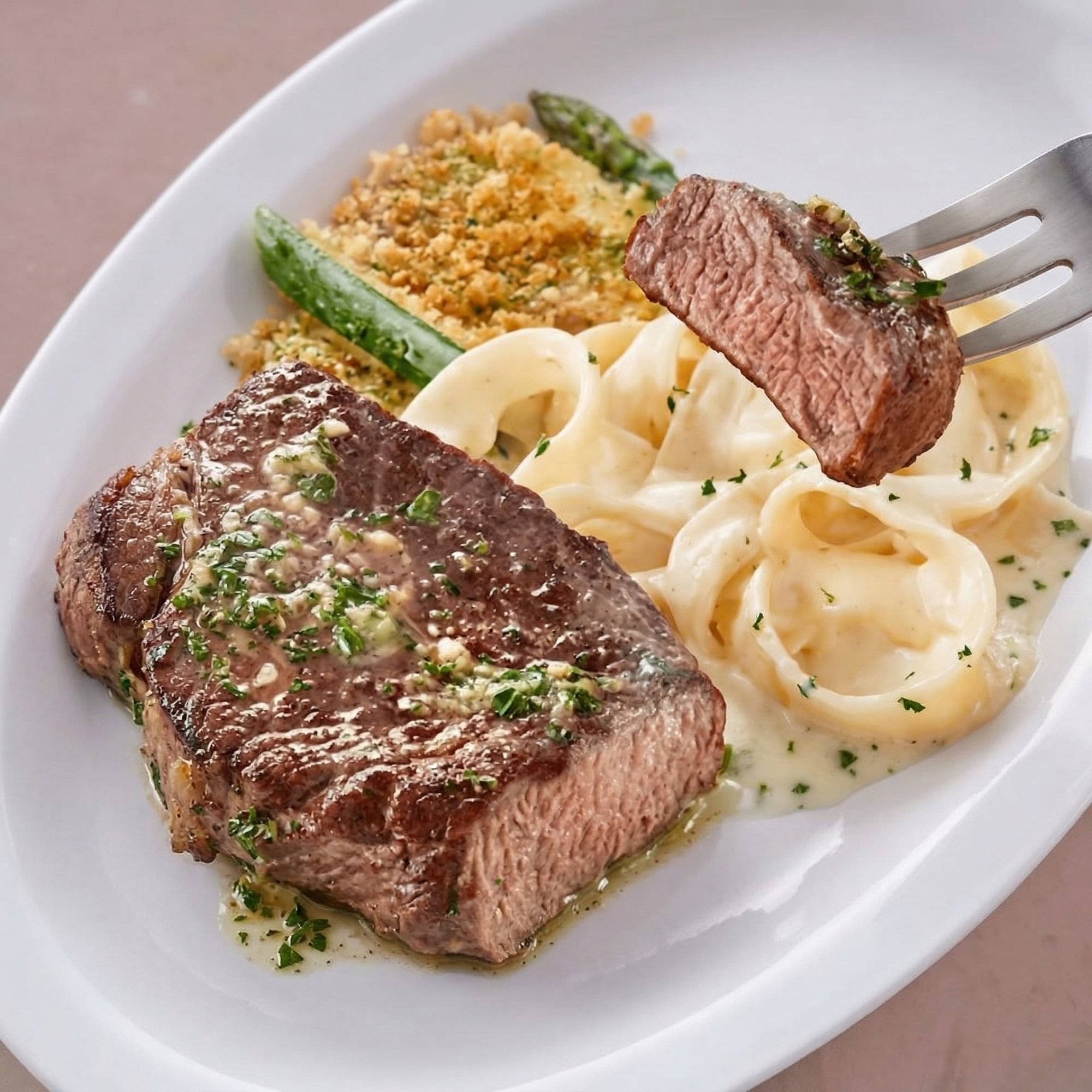 New York Steak and Alfredo