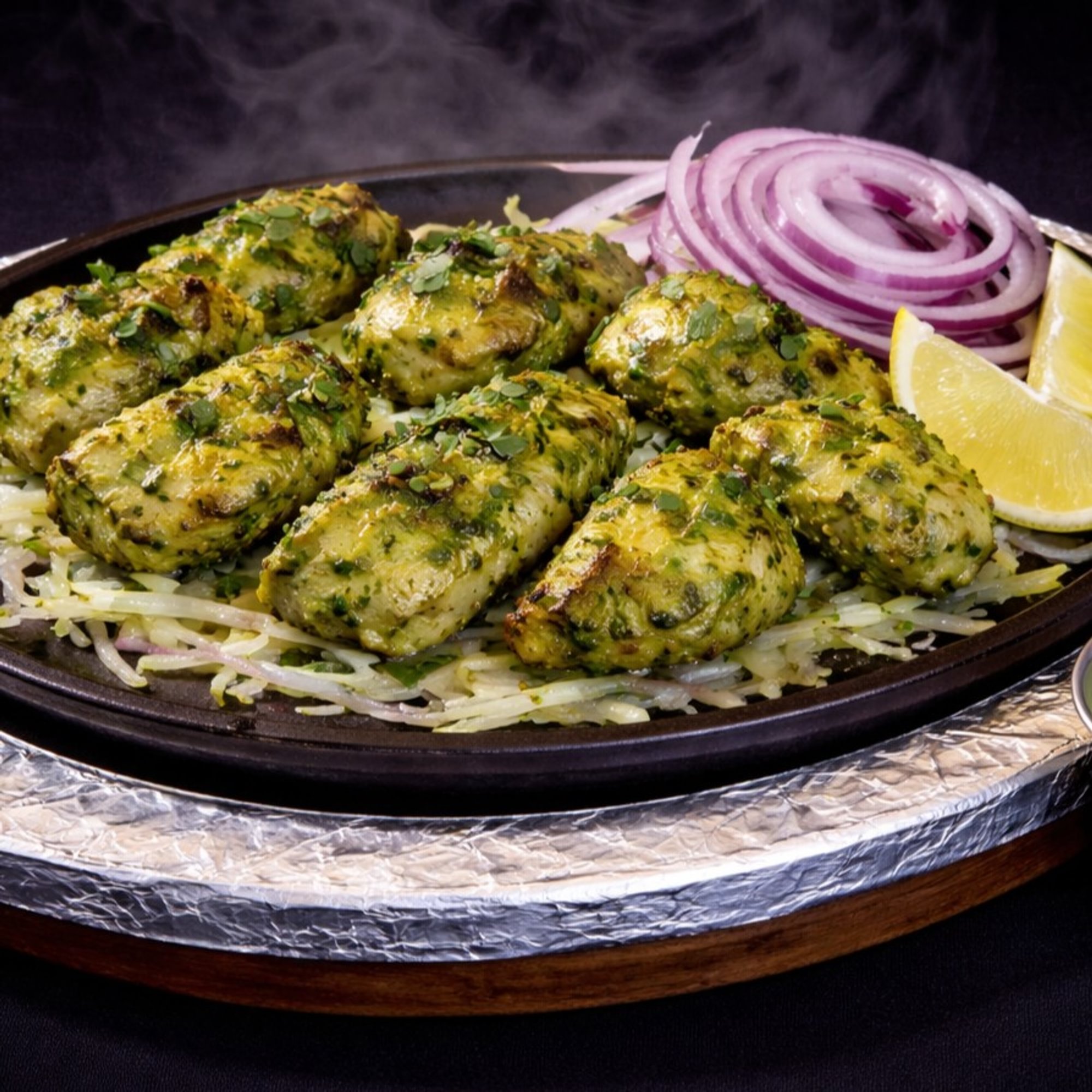 Hariyali Chicken Tikka Sizzlers