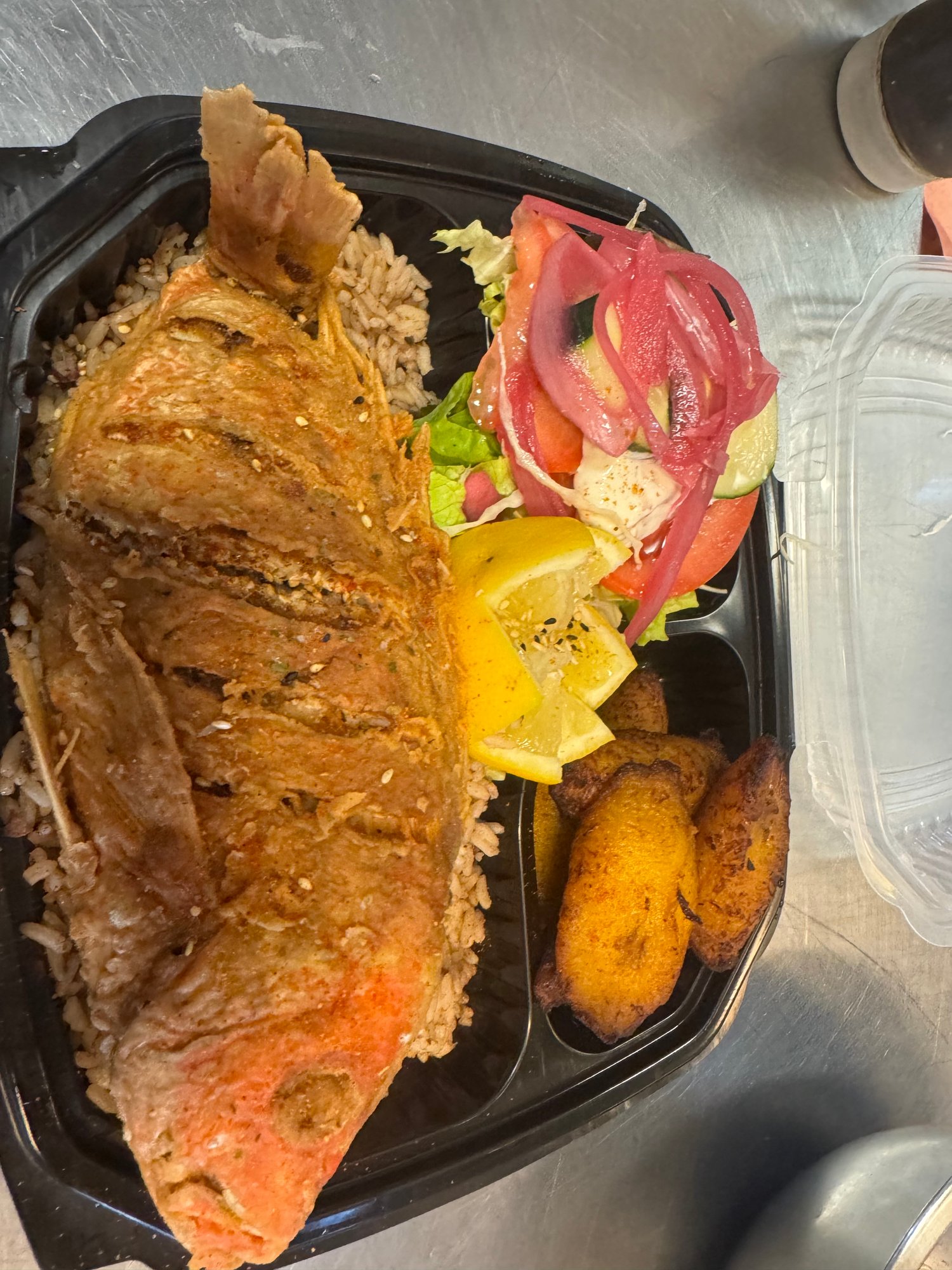 Snapper with Rice, Cabbage and Plantain