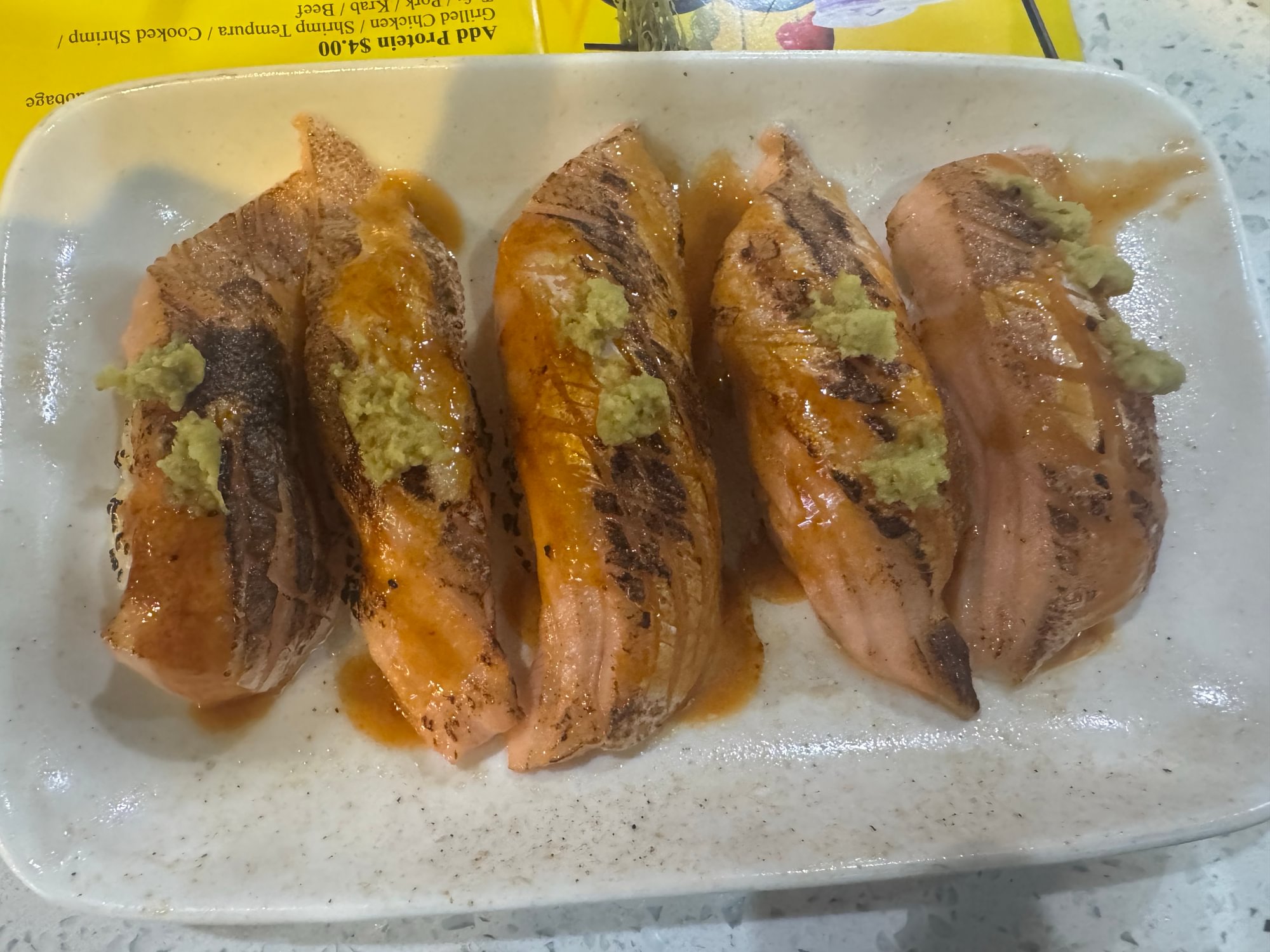Salmon Sushi With Rice Torched
