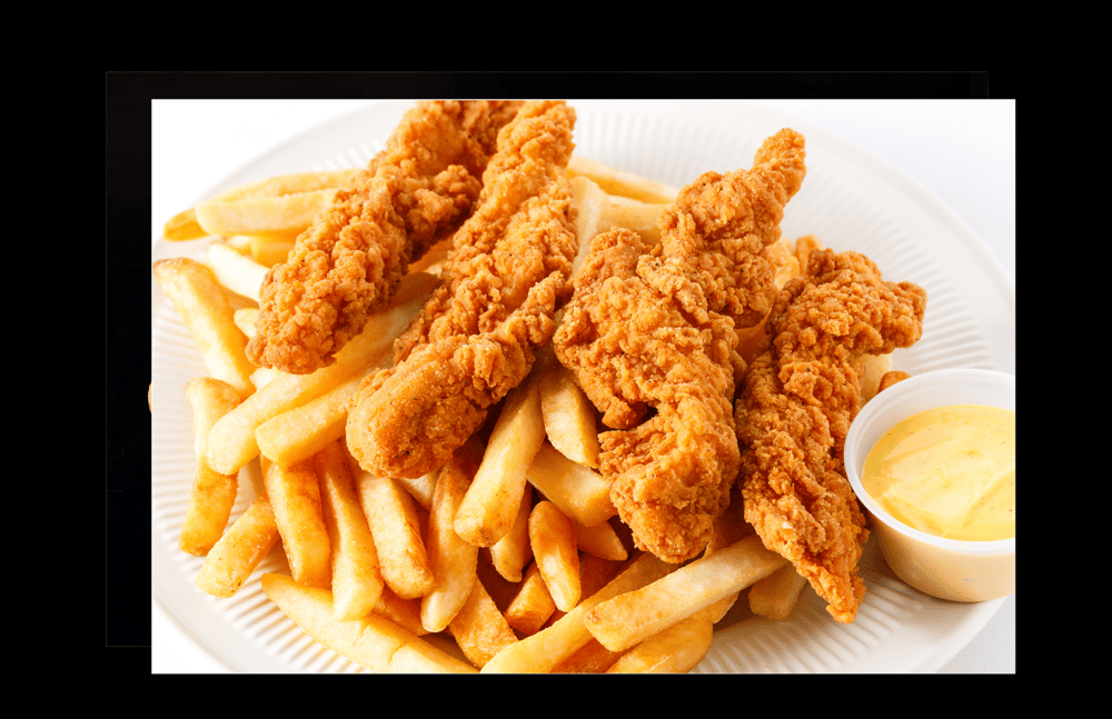 Tenders (4 pieces + Fries & 12oz Soda with Spicy Honey BBQ)