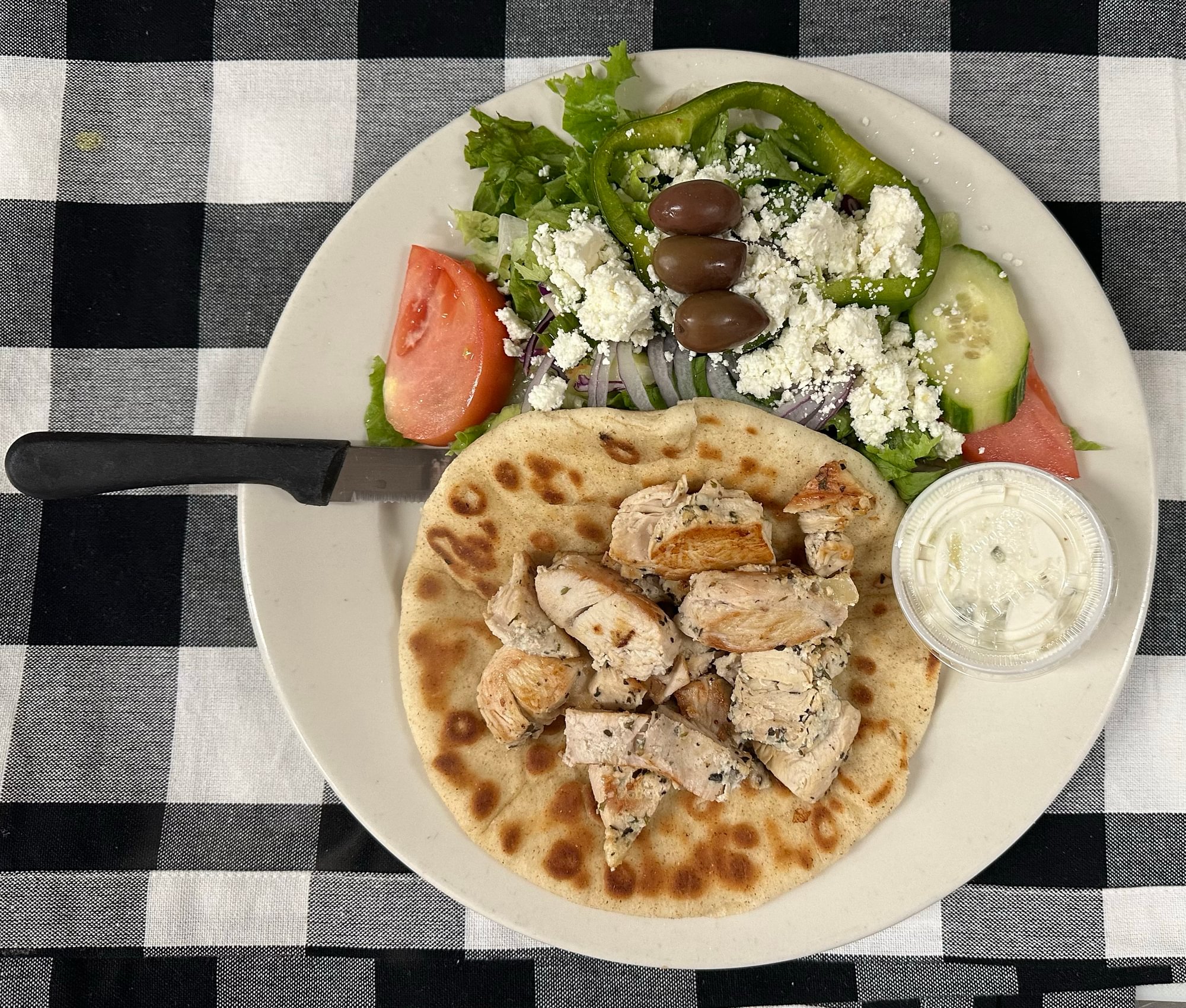 Chicken Souvlaki With Greek Salad