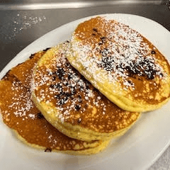 Chocolate Chip Pancakes with Eggs
