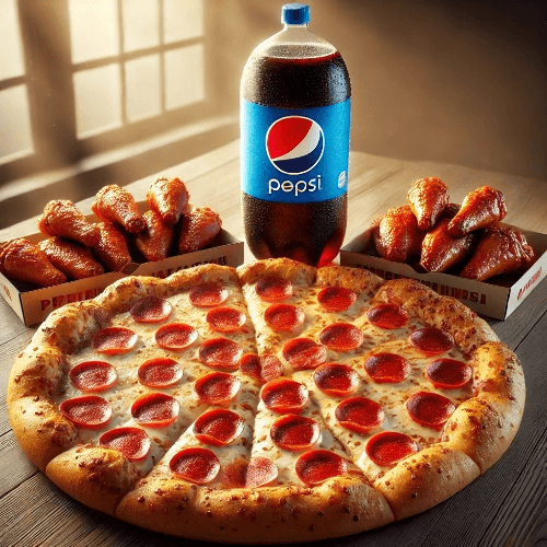 Lg pizza one topping, 10 wing's, and desired 2 liter drink "SUPERBOWL"