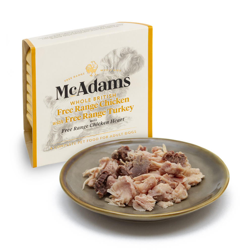 McAdams Whole British Free Range Chicken with Free Range Turkey & Chicken Heart Dog 150g