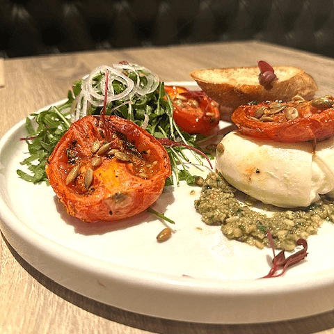 Roasted Tomatoes Burrata Salad