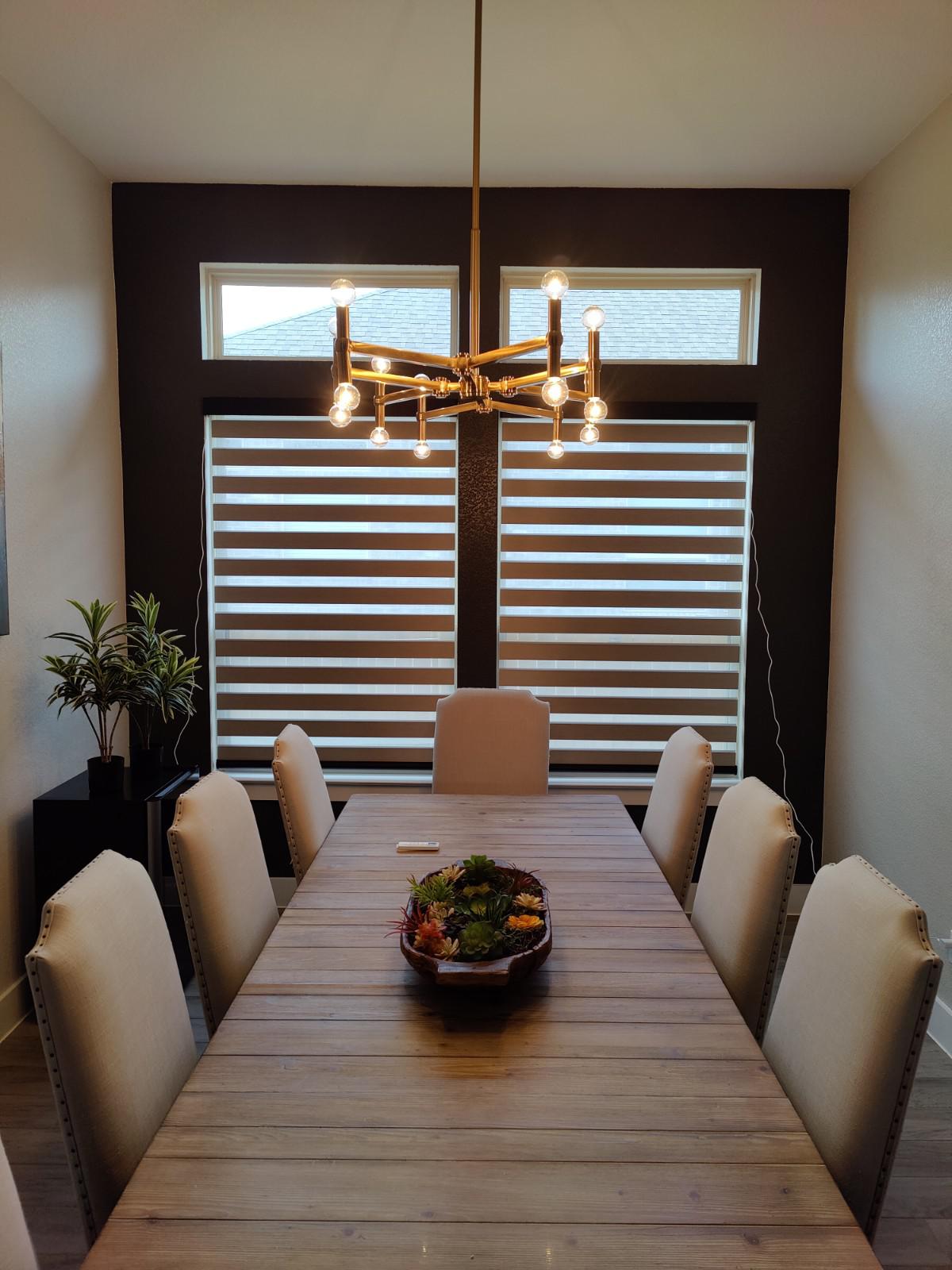 Motorized dual sheer for Dining room in Leander