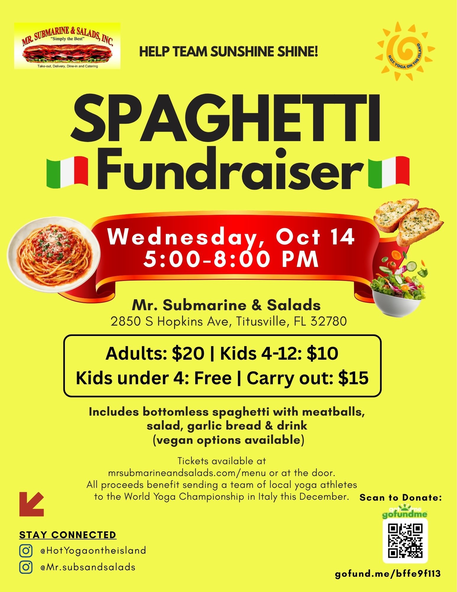 * Spaghetti Fundraiser (To-Go)