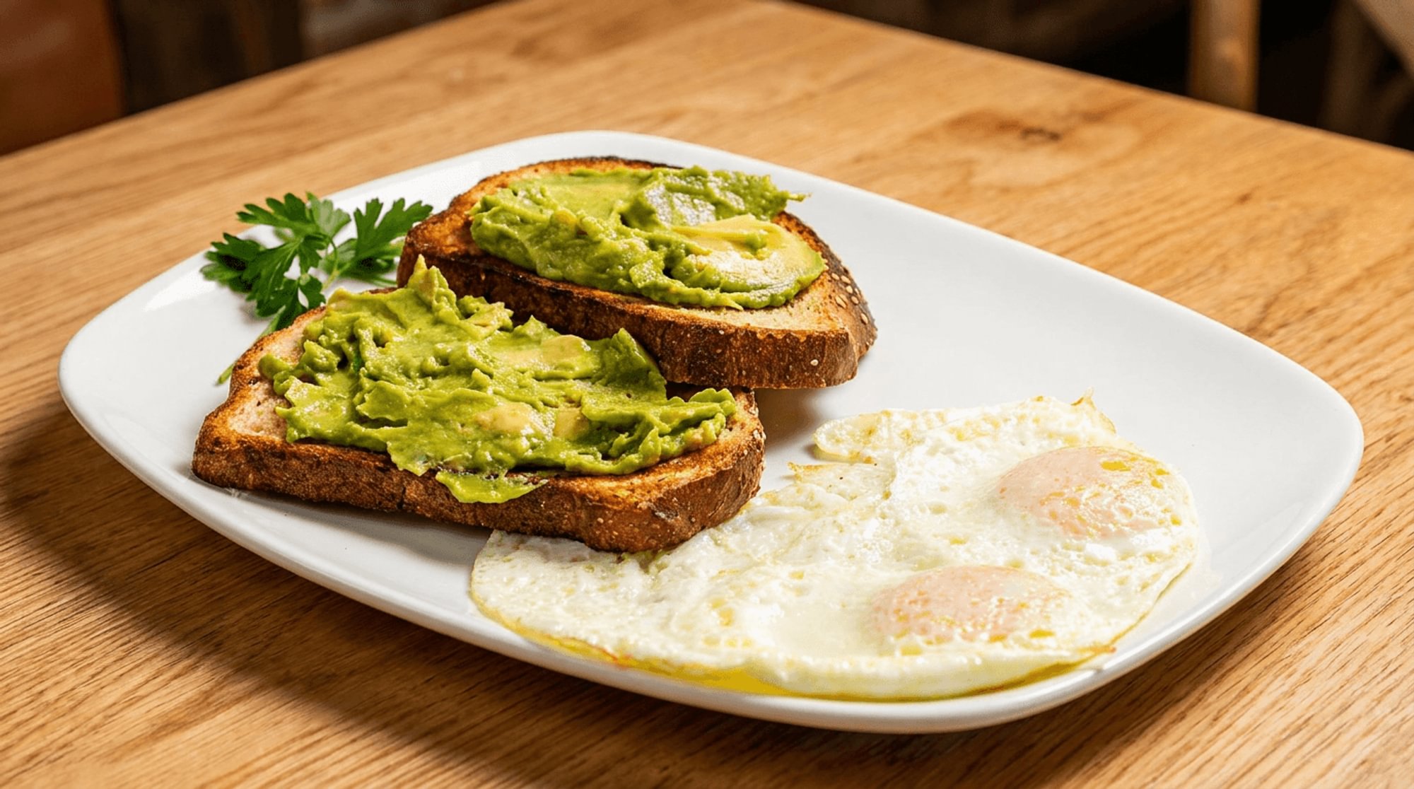 Avocado Toast and 2 Eggs on Side
