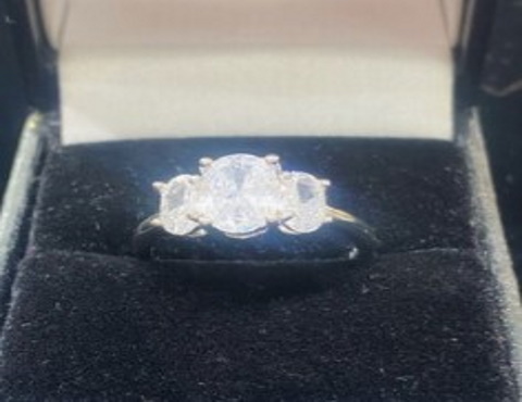 Silver Oval Three Stone
