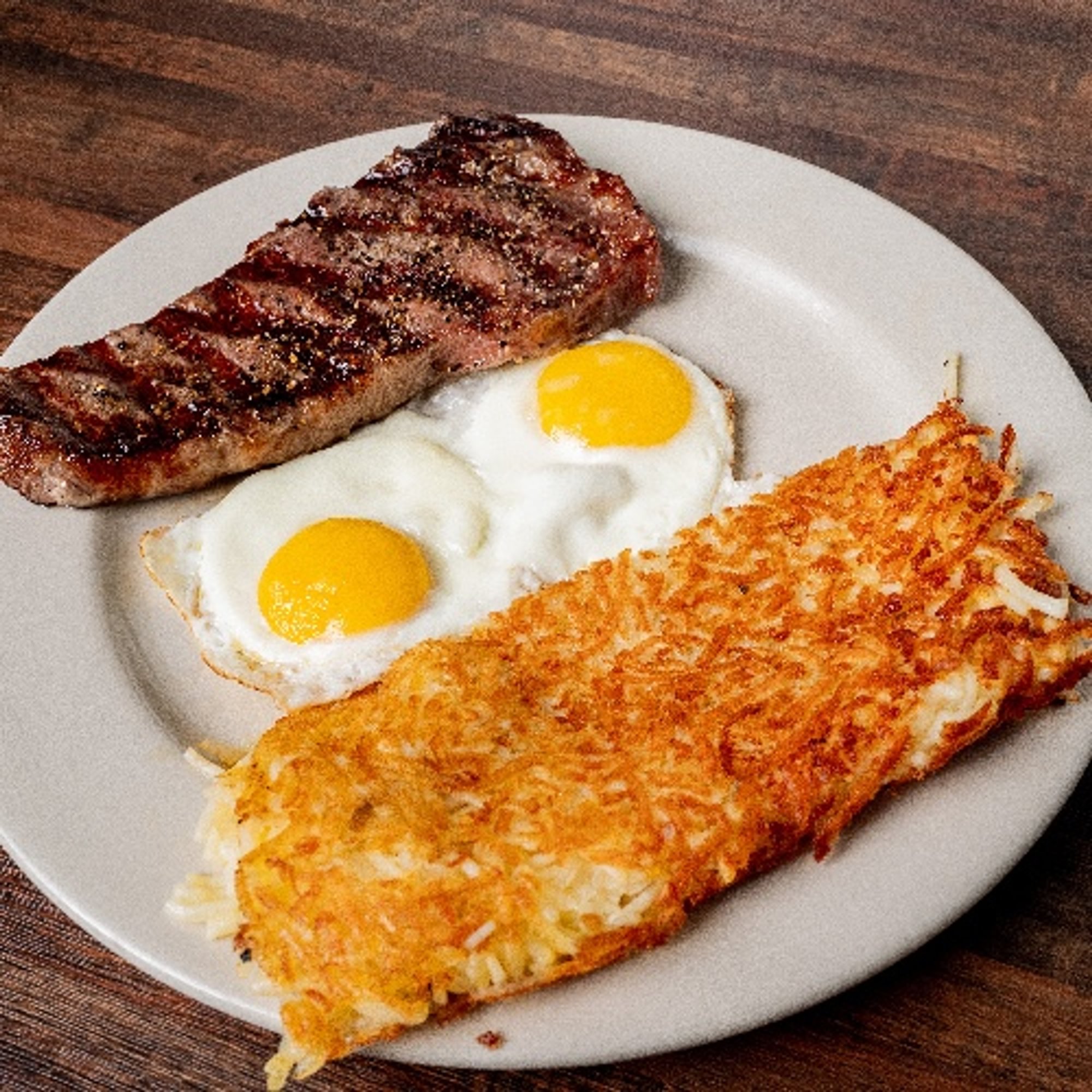2 Eggs with Strip Steak