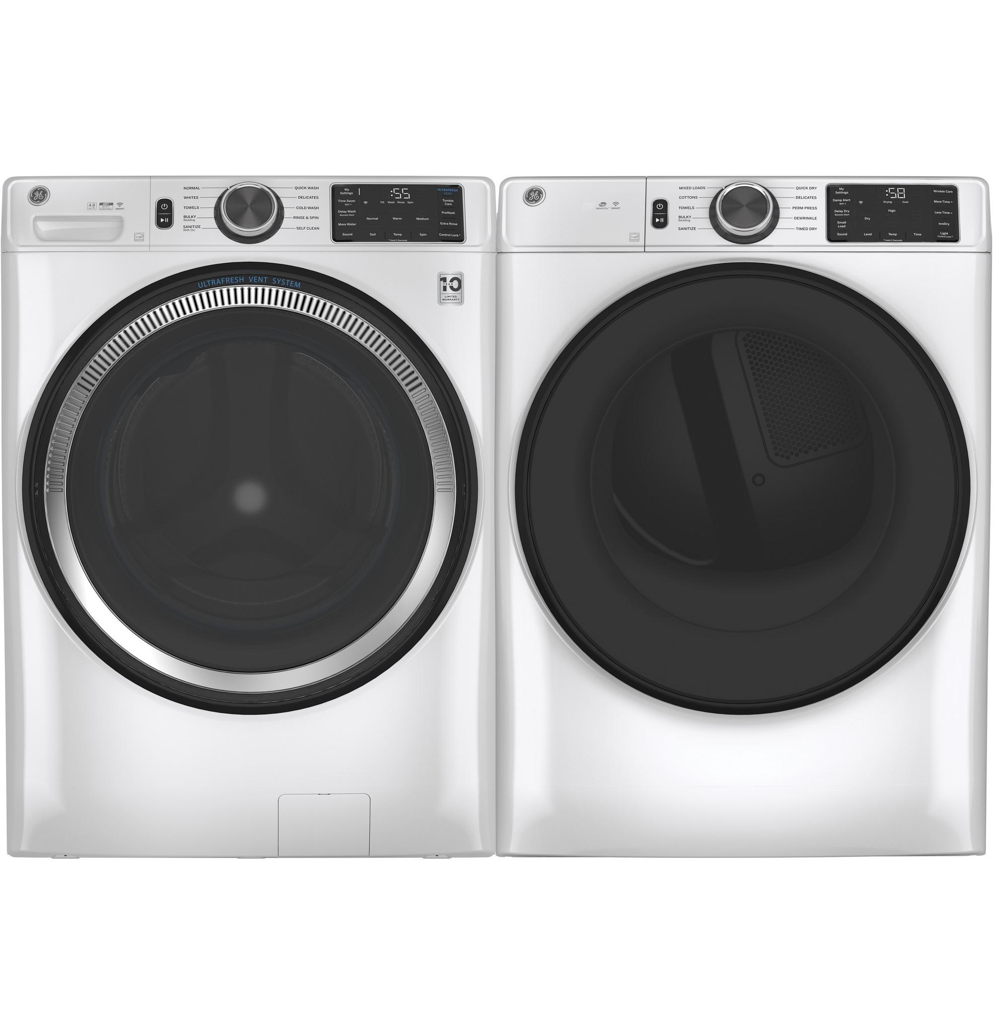 4.8 cu. ft. Smart Front Load Washer & 7.8 cu. ft. Electric Dryer - White