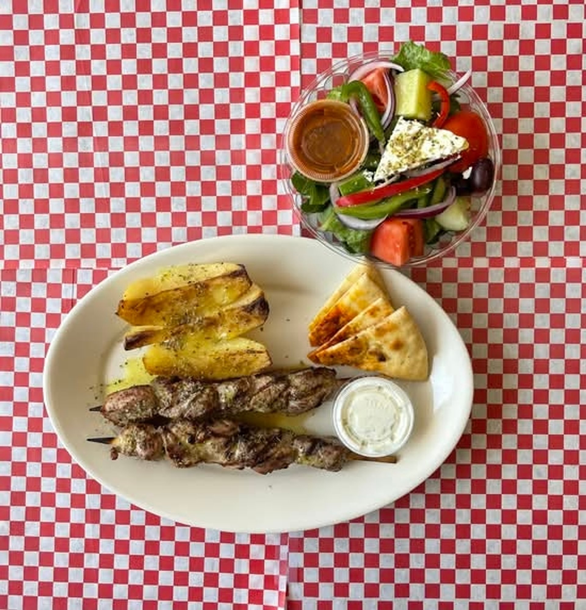 2 Pork Skewers (Souvlaki) Platter