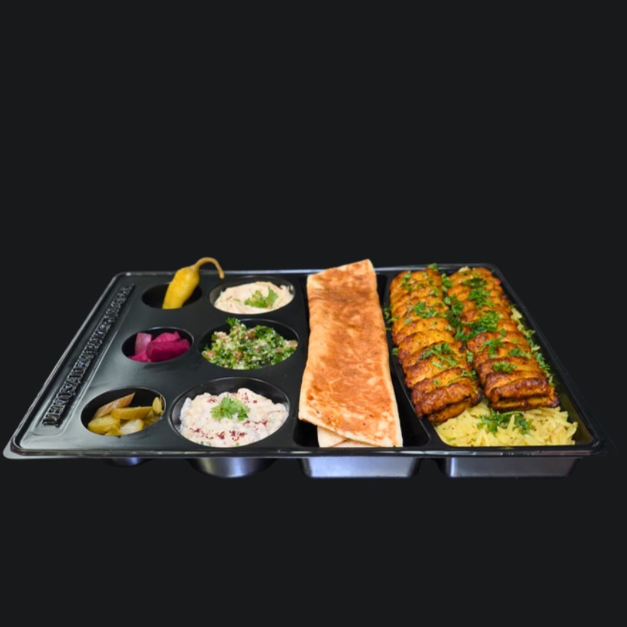 Spicy Kufta Chicken Kabob Platter