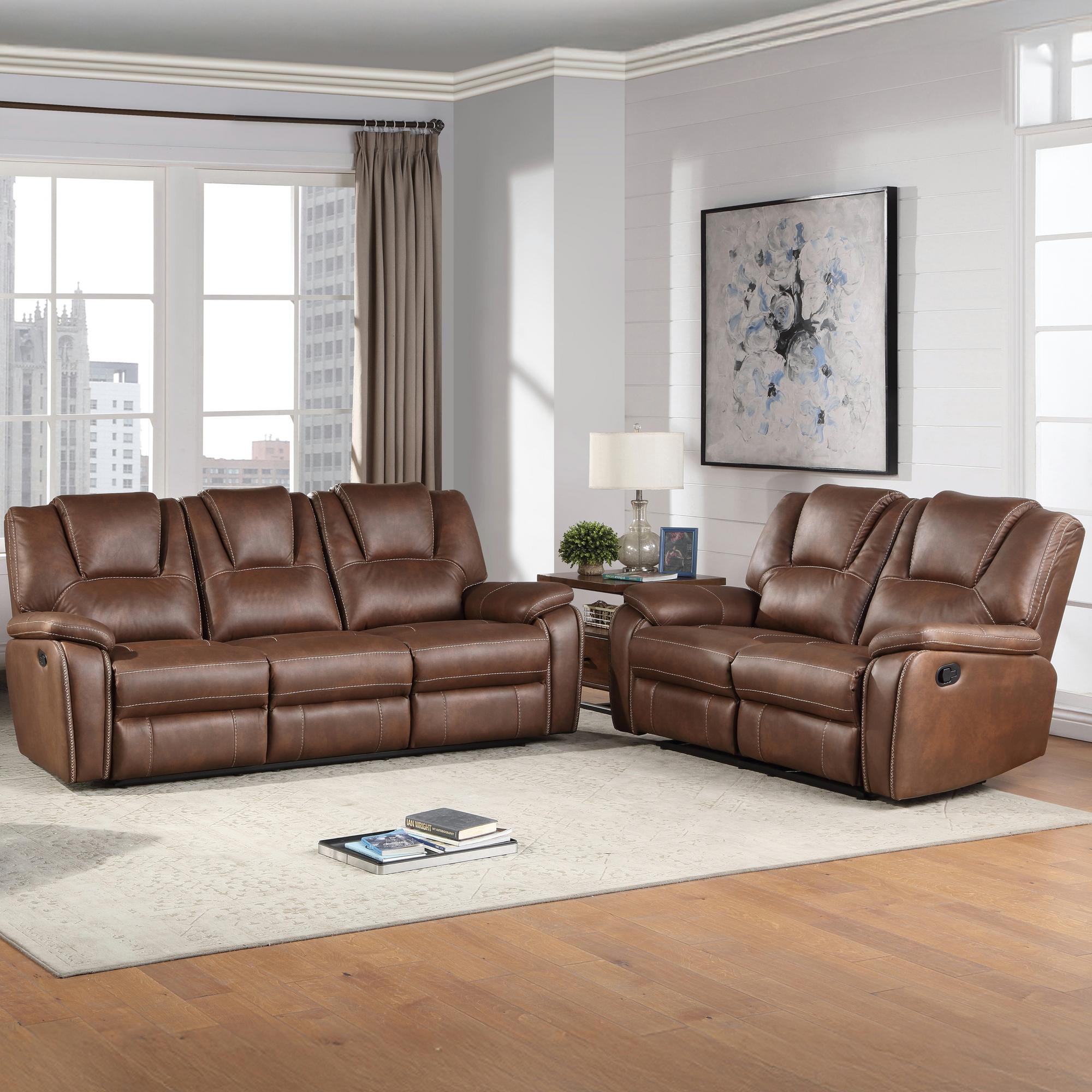 Katrine Brown Reclining Sofa & Reclining Loveseat