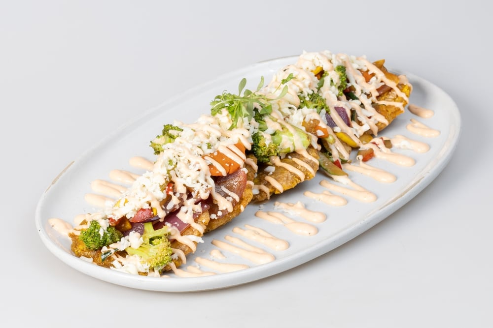 Fried Green Plantains with Vegetables