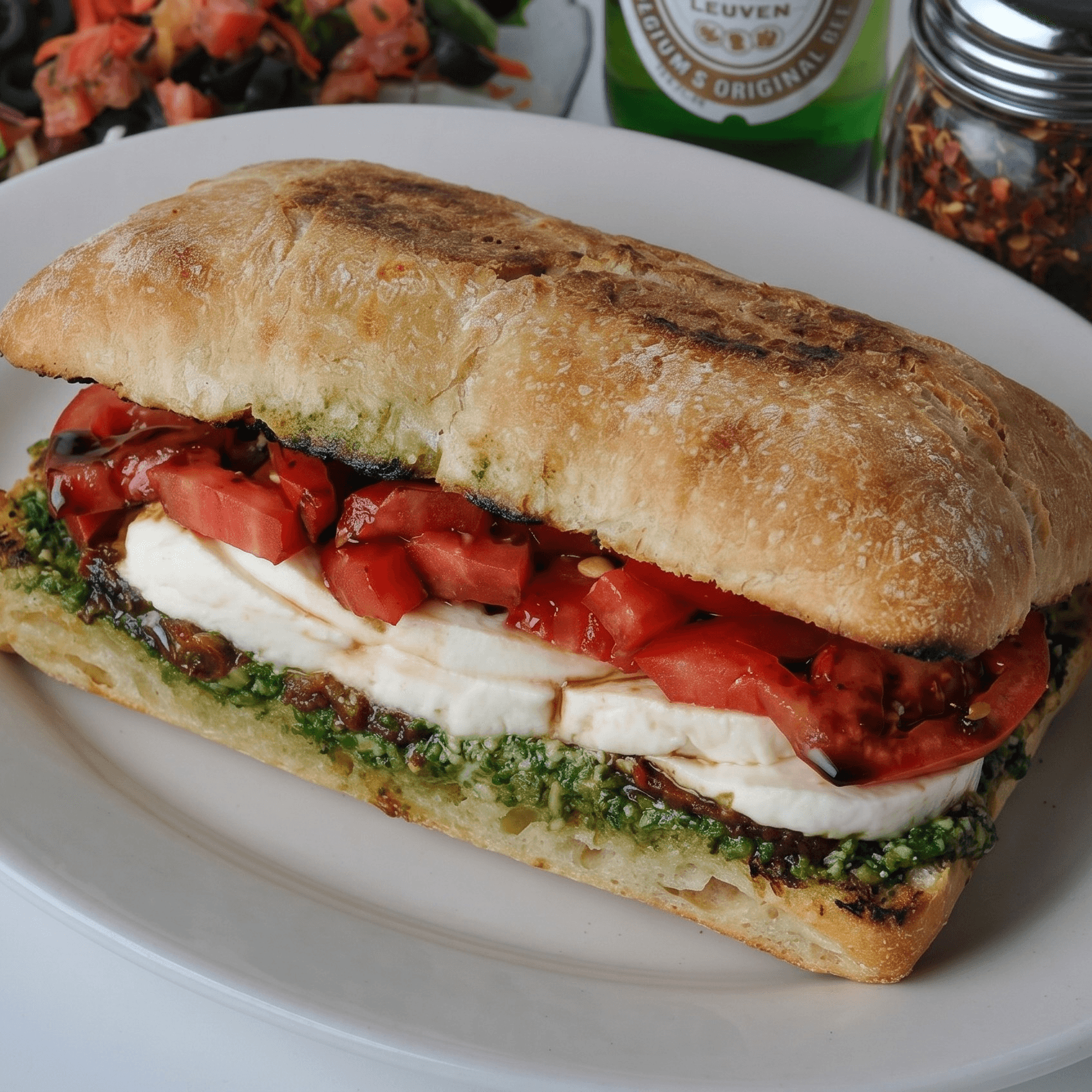 Fresh Mozzarella, Roasted Peppers, Balsamic Dressing Italian Sandwich
