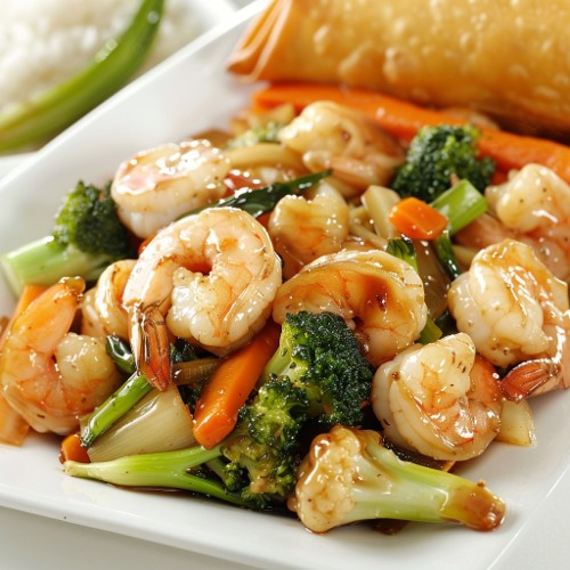 Hunan Shrimp special(Includes eggroll,crab rangoon and choice of steam or fried rice)