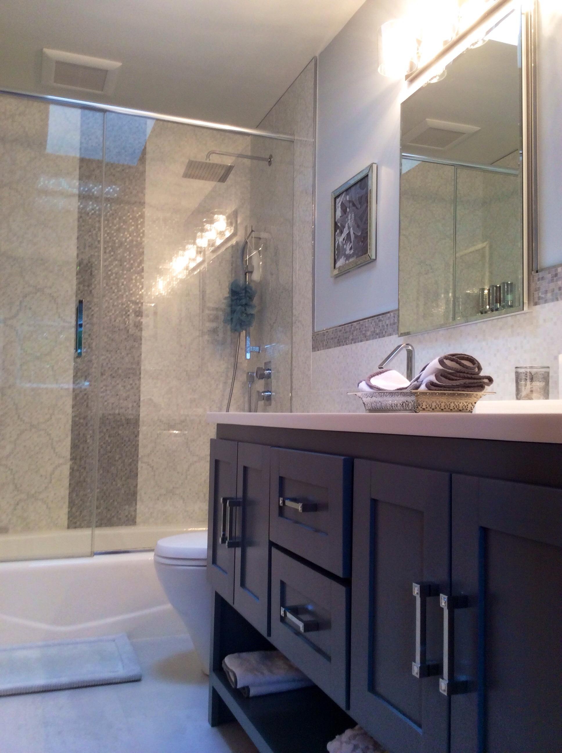Complete bathroom remodel include custom vanity built in