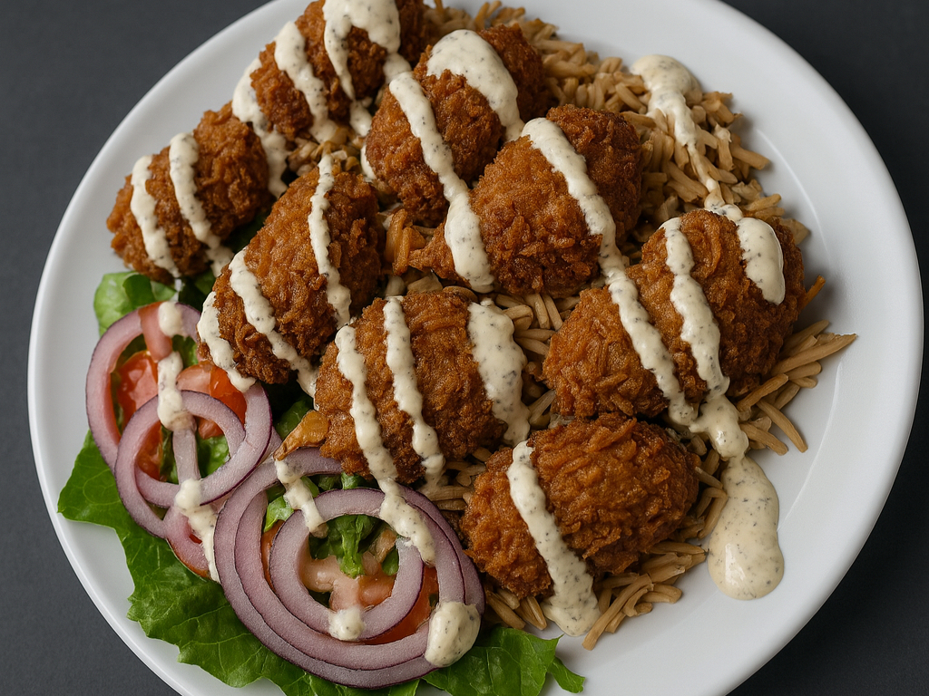 #43 Shrimp Gyro Platter Combo W/fries 1 can soda