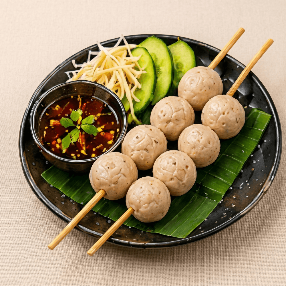 Beef & Pork Meatball Skewers / ลูกชิ้นเนื้อ-หมู (2 ไม้)
