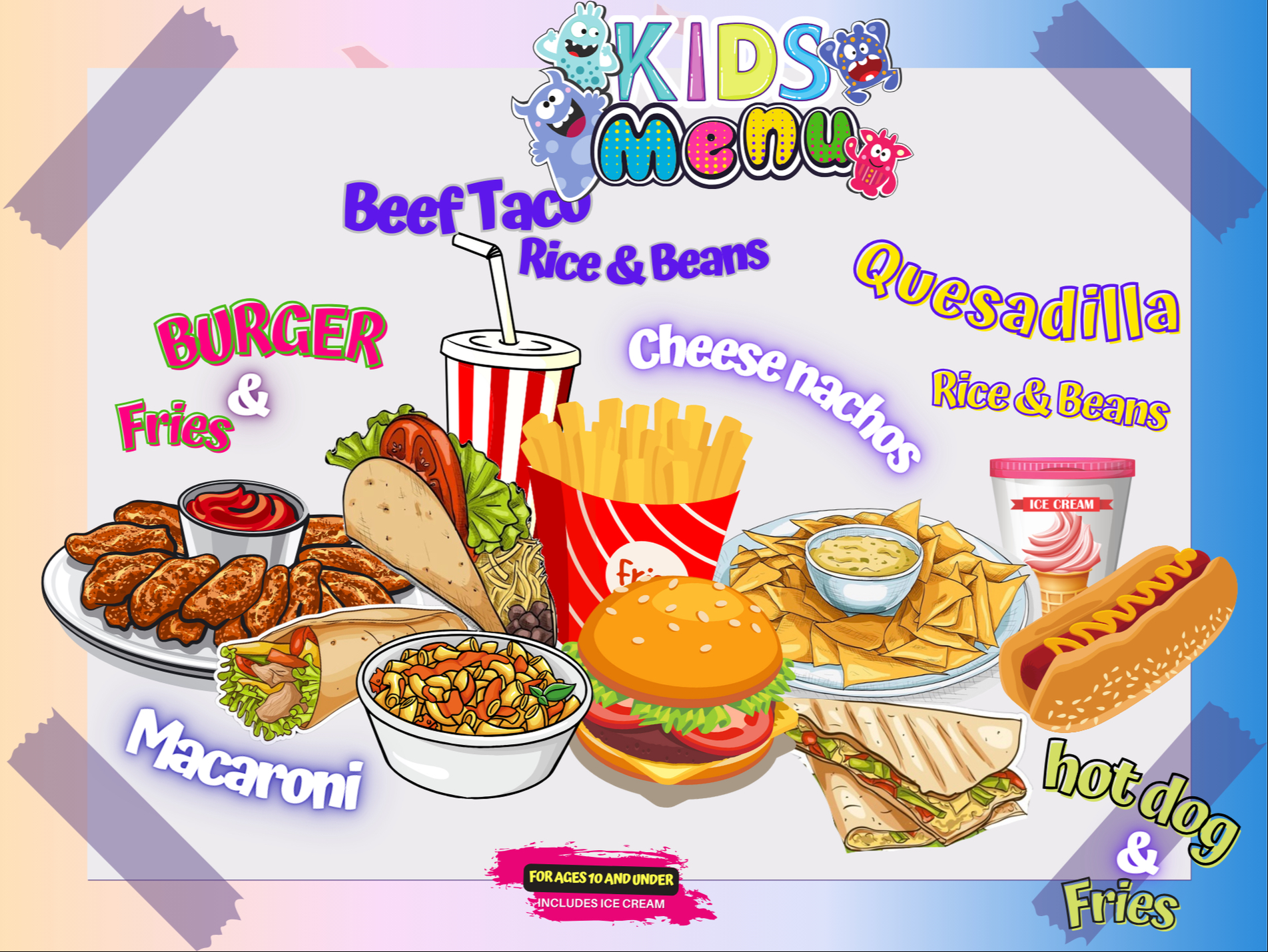 Kids Beef Burrito And Beef Taco