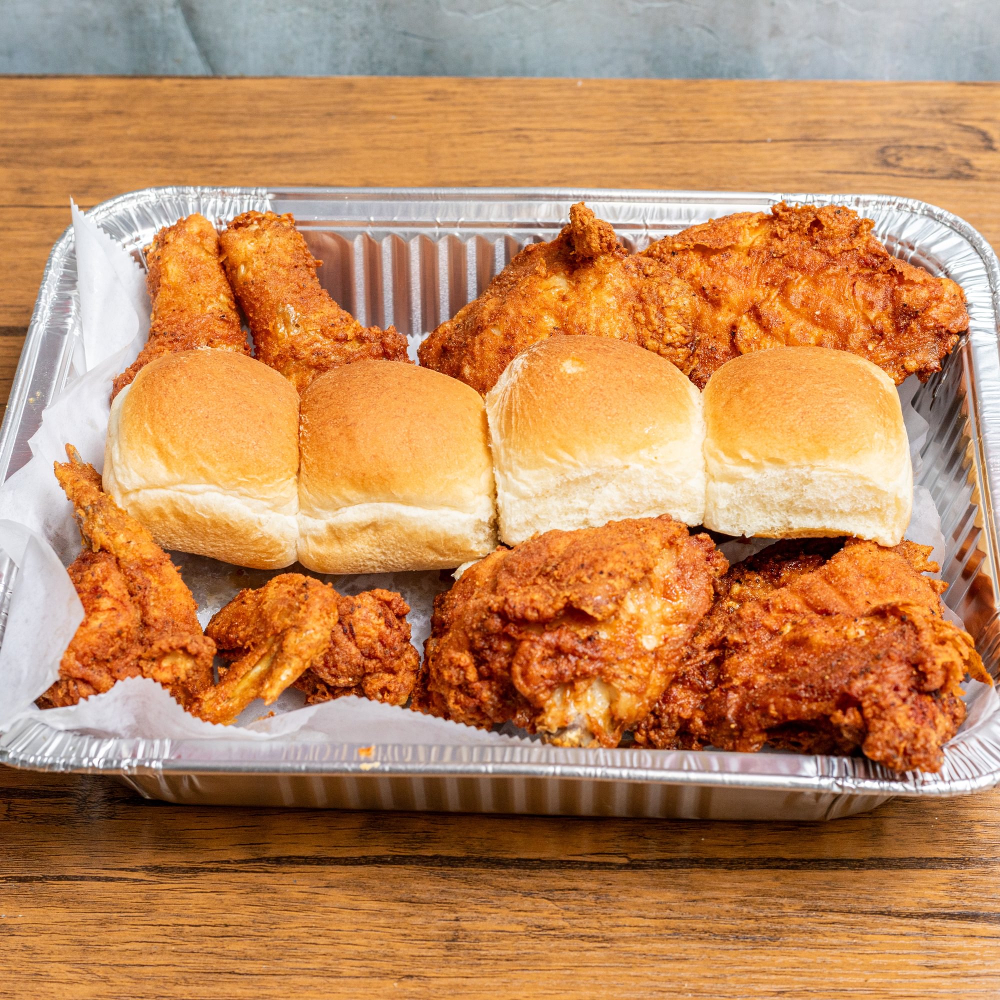 Chicken with Dinner Rolls