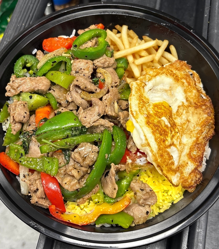 PAD KRA PAO MEGA PLATE (Basil hot pepper) (Spicy)