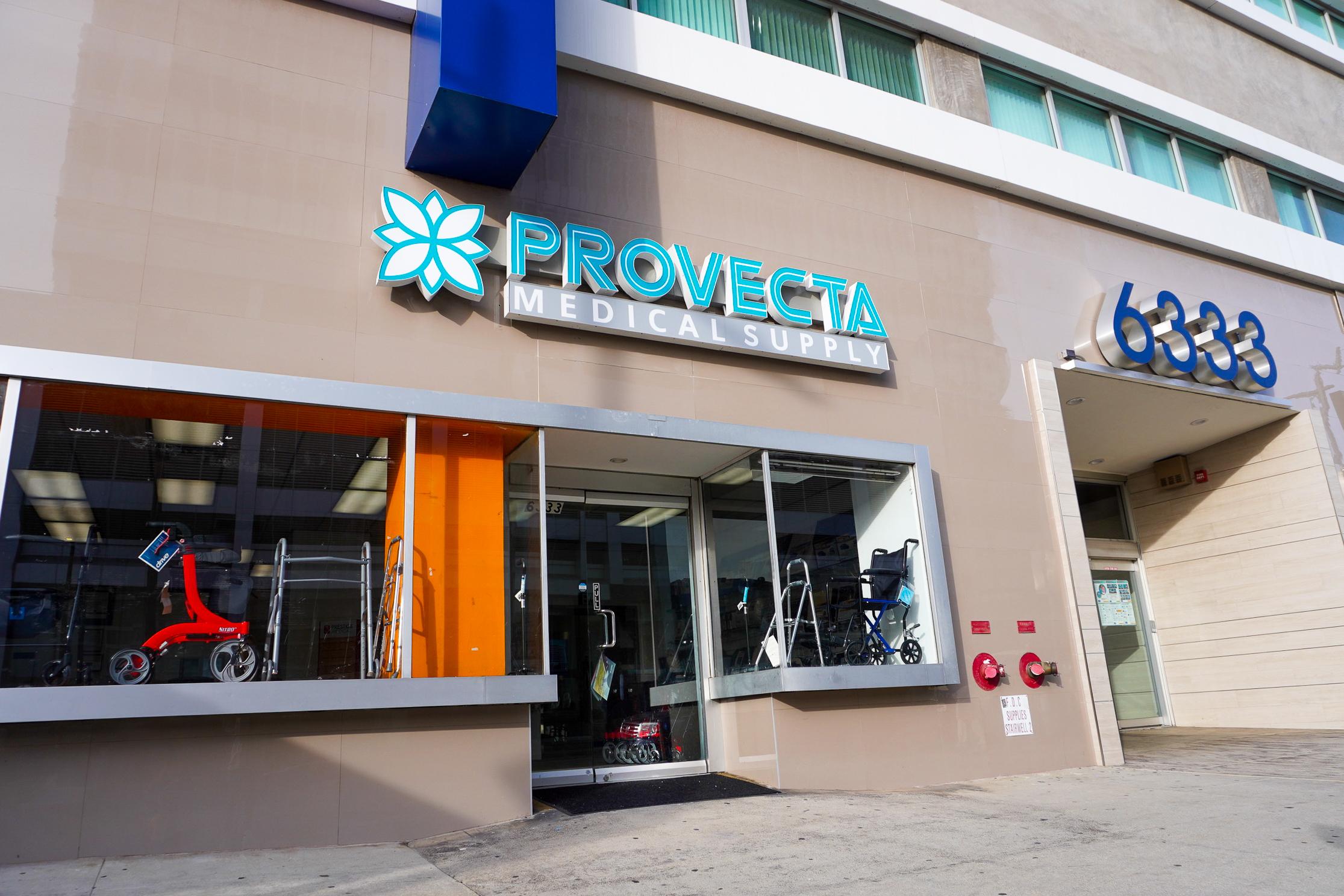 Front entrance of Provecta medical supply, located on wilshire blvd