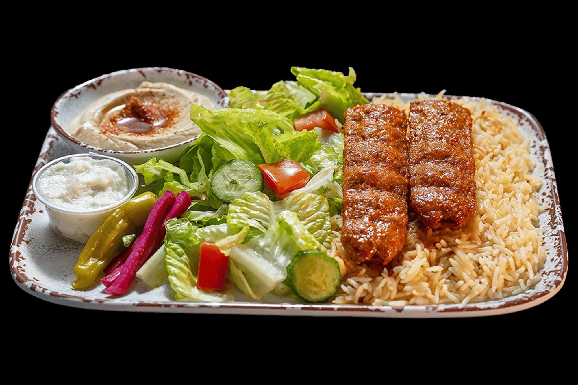 Chicken Lule Kebab (Kafta) Plate