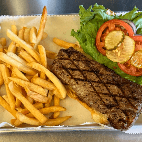 Steak Burger with Choice of Side