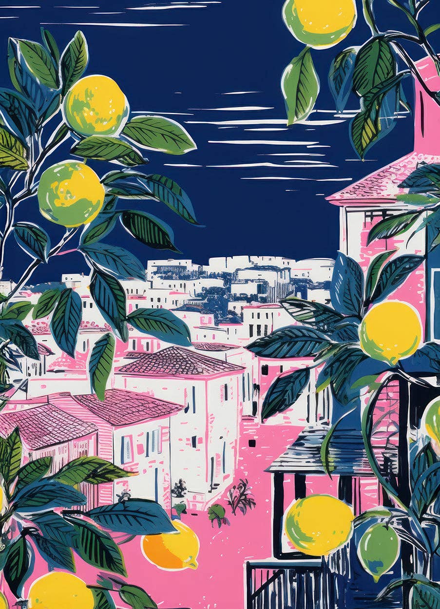 Lemon Trees Wall Art : White Frame / 16x20