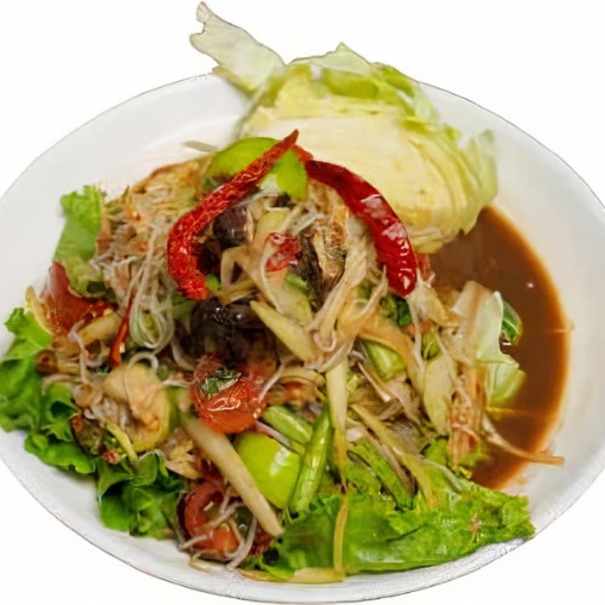 Tum Sua Papaya Salad (ส้มตำเส้นซั่ว)
