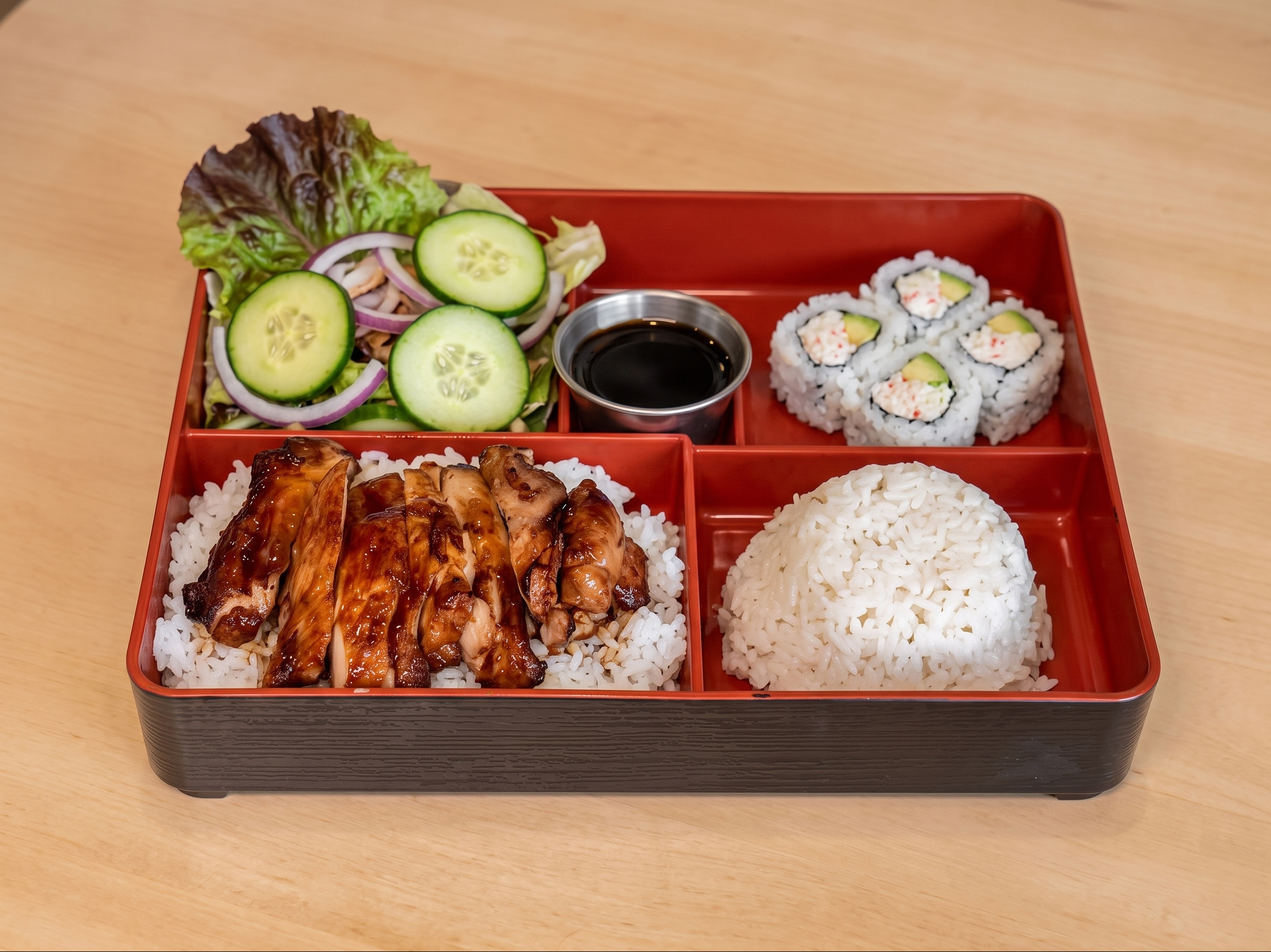 Lunch Teriyaki Chicken Bento with 4-Pc Spicy Tuna Roll