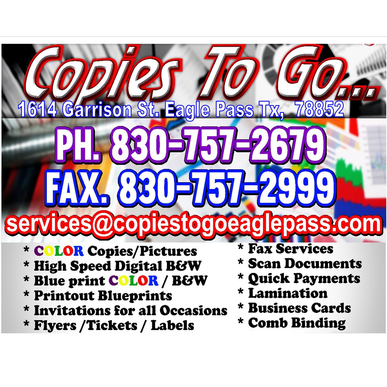 Copies To Go 1614 E Garrison St. Eagle Pass, TX Wedding Supplies