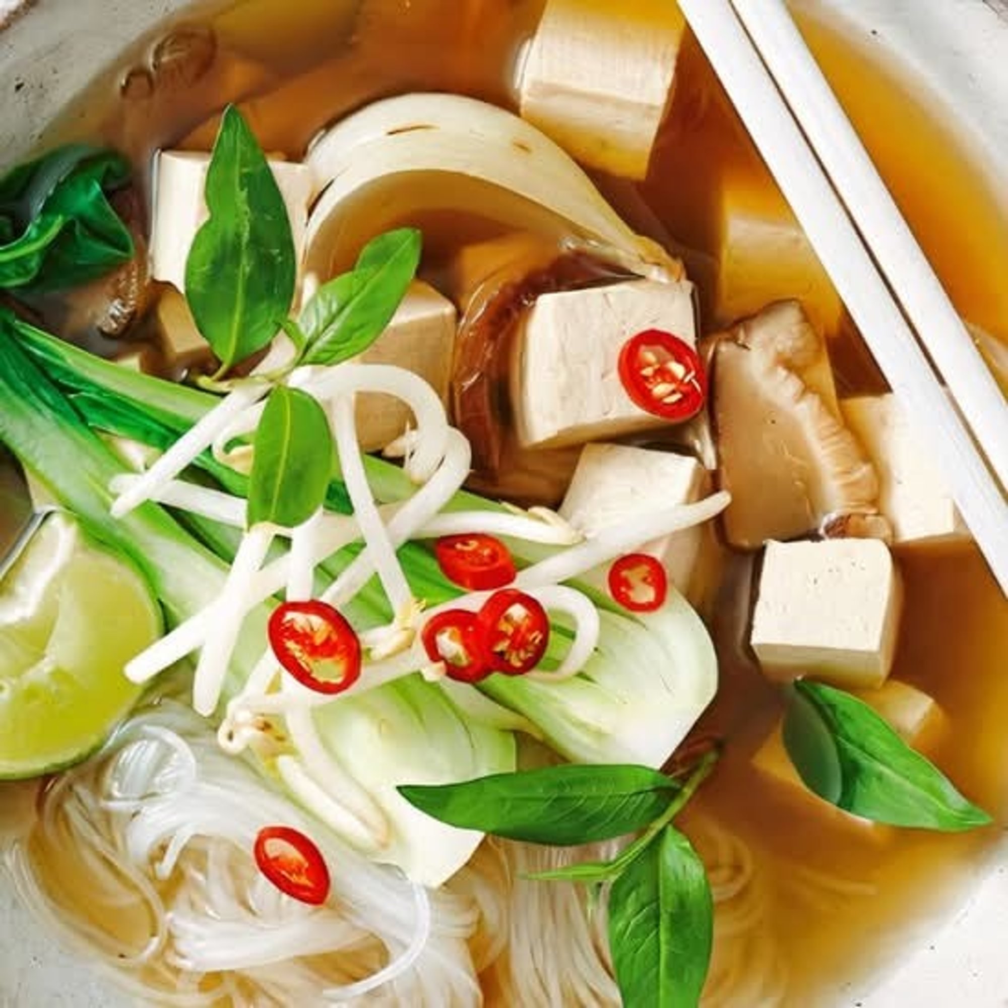 35. Vegetarian Rice Noodle Soup / Phở Rau Cải