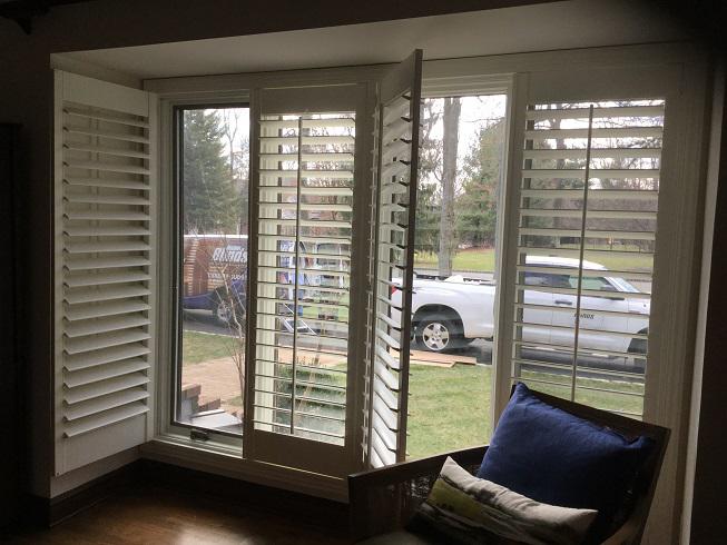 Plantation Shutters by Budget Blinds of Phillipsburg are a fan favorite! Their timeless beauty and classic design make every room look amazing! This living area in High Bridge, NJ is a perfect example of the beauty they being to a room.  BudgetBlindsPhillipsburg  Shutters  FreeConsultation  WindowWe
