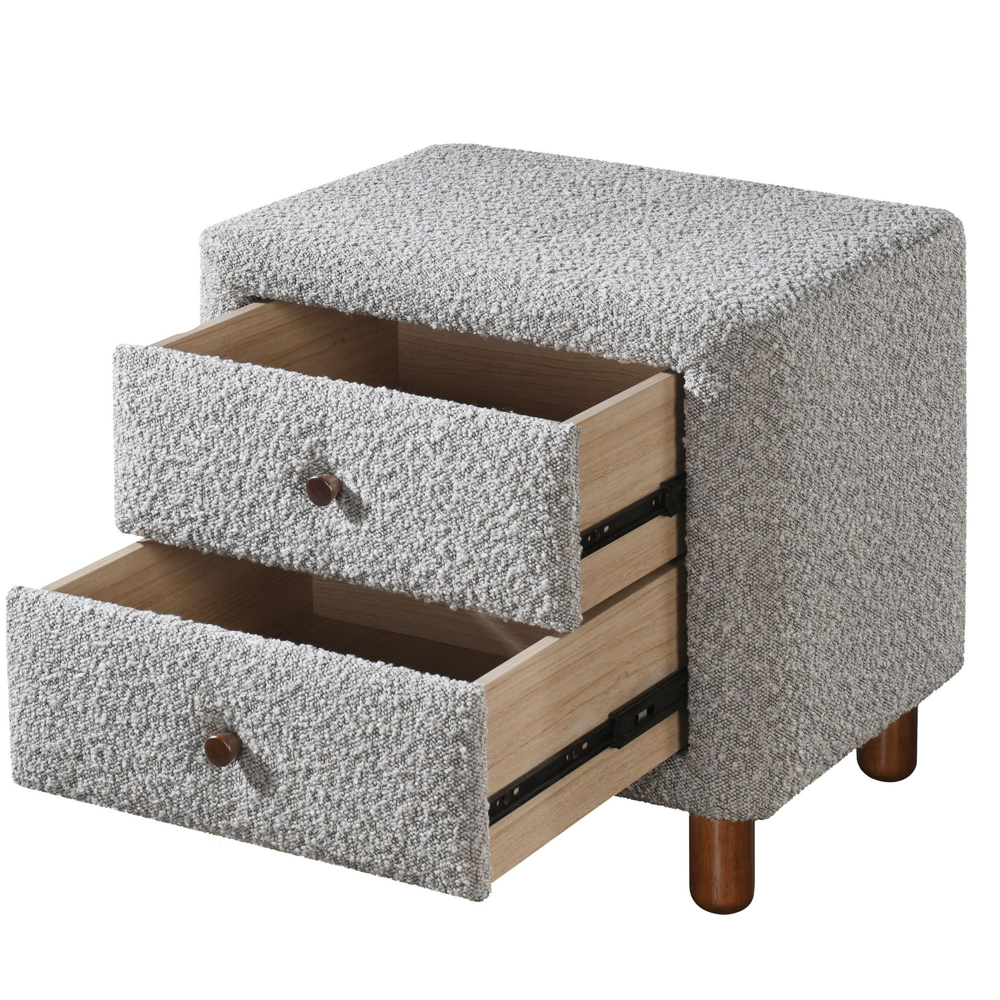 Cleo Nightstand, Gray Boucle