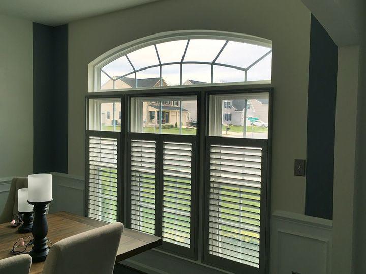 CafeÌ Shutters by Budget Blinds of Fairfax are a timeless yet versatile design that can be adjusted to allow in more or less light when desired!  BudgetBlindsFairfax  ShutterAtTheBeauty  WindowWednesday  FreeConsultation  CafeShutters