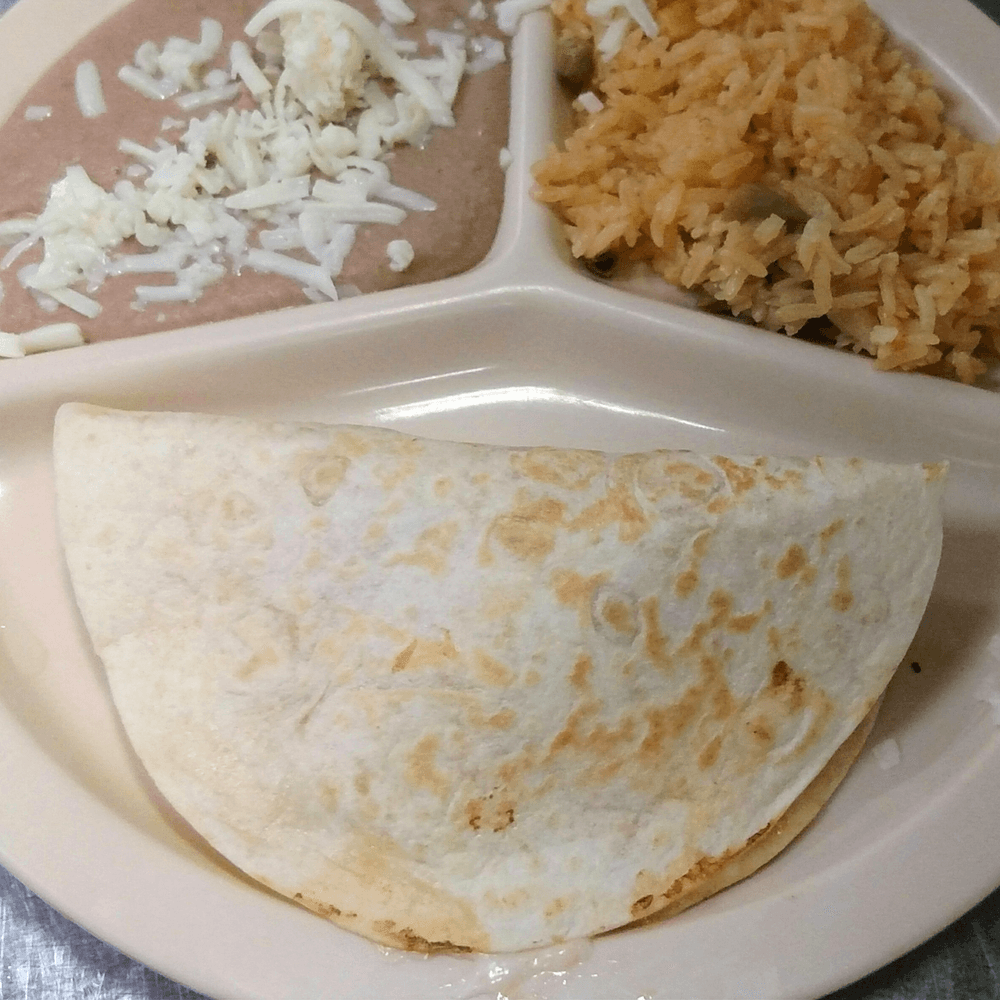 C. Quesadilla, Rice and Beans