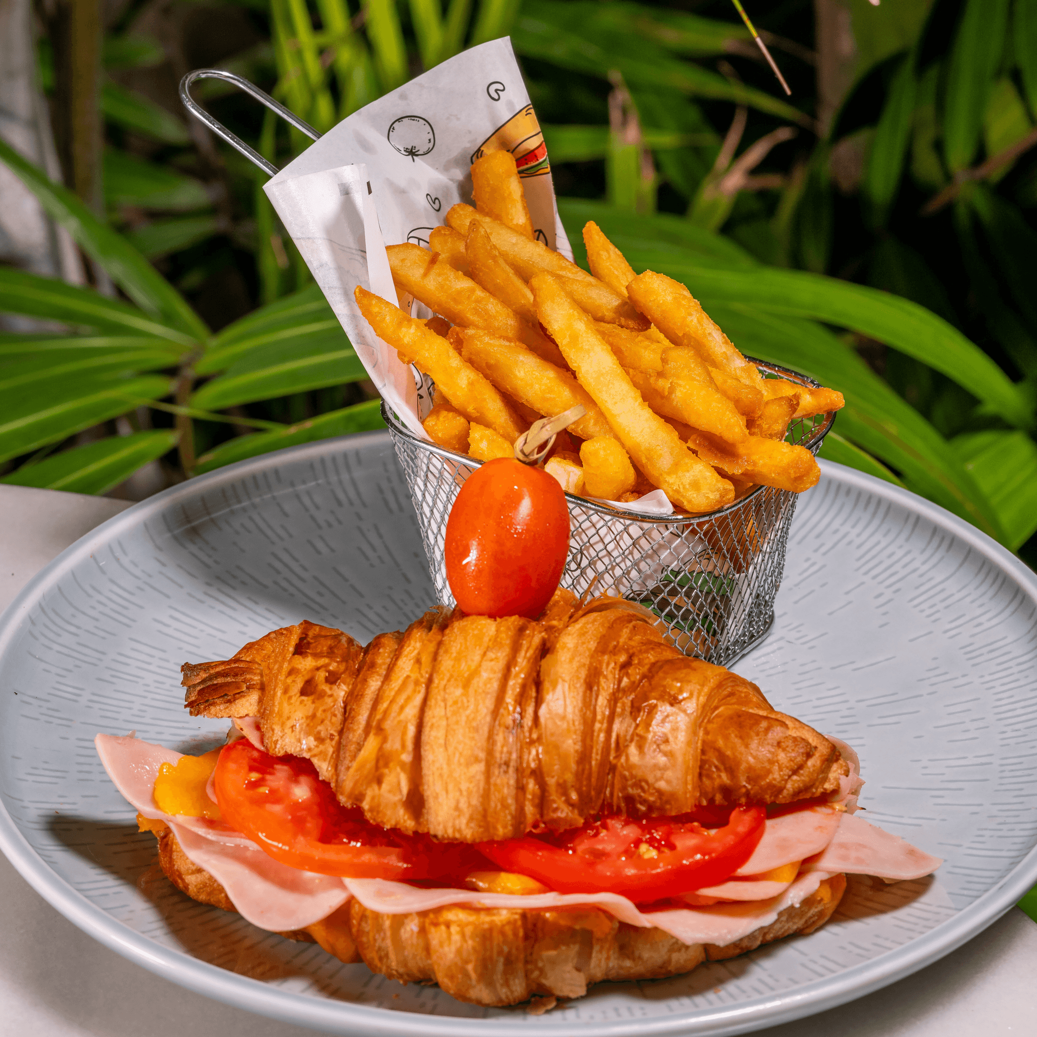 Messy Ham Croissant Sandwich