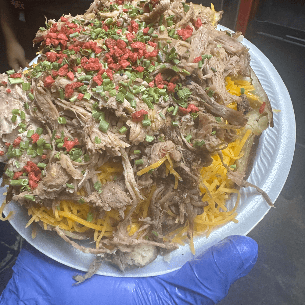 Chicken or Pulled Pork Loaded Potato