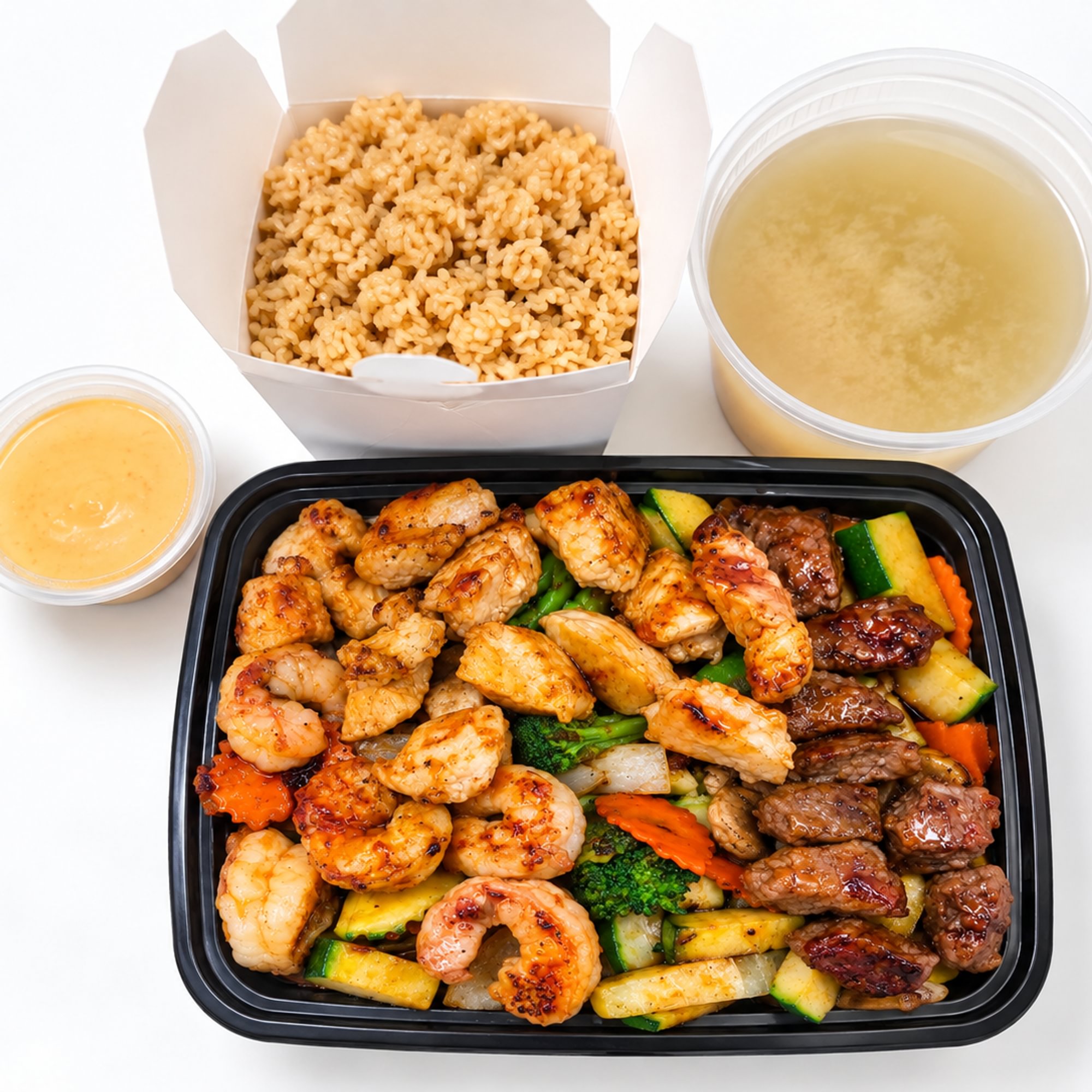 # Steak + Shrimp + Chicken Hibachi