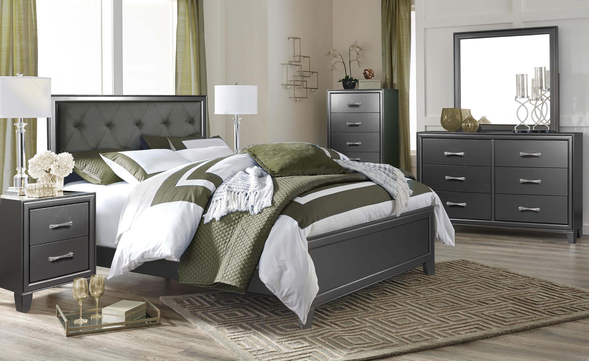 Monaco Queen Bed with Dresser, Mirror, Nightstand, & Chest