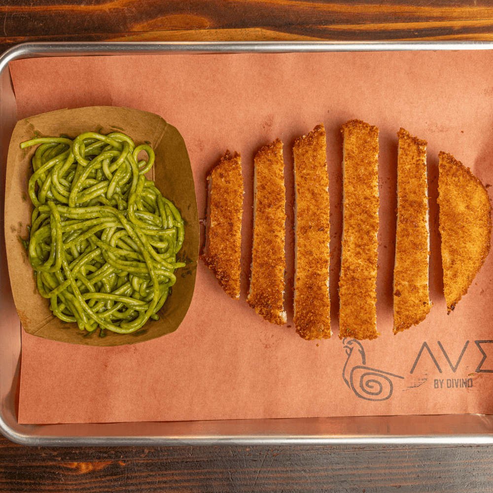 Pesto spaghetti with chicken