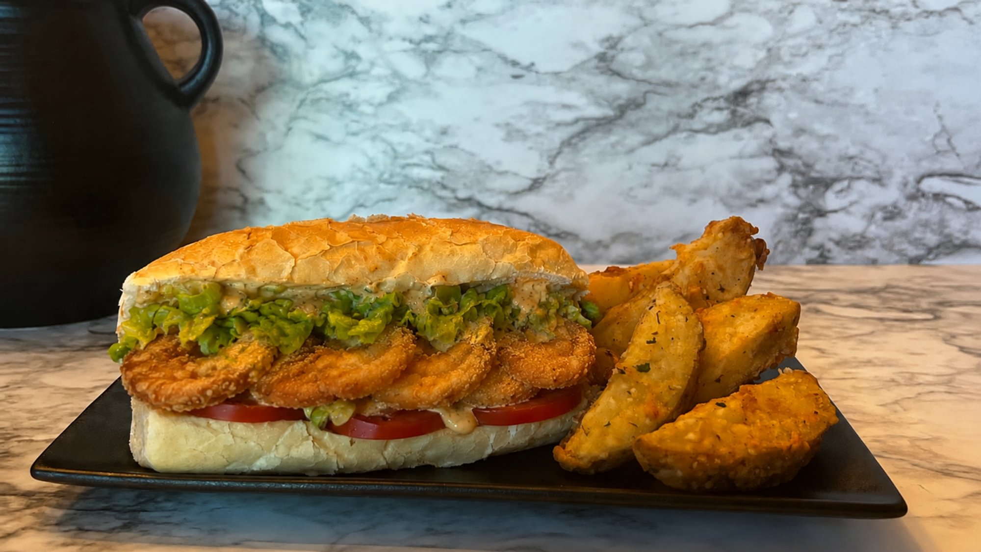 Shrimp Po’ Boy w/ Wedges