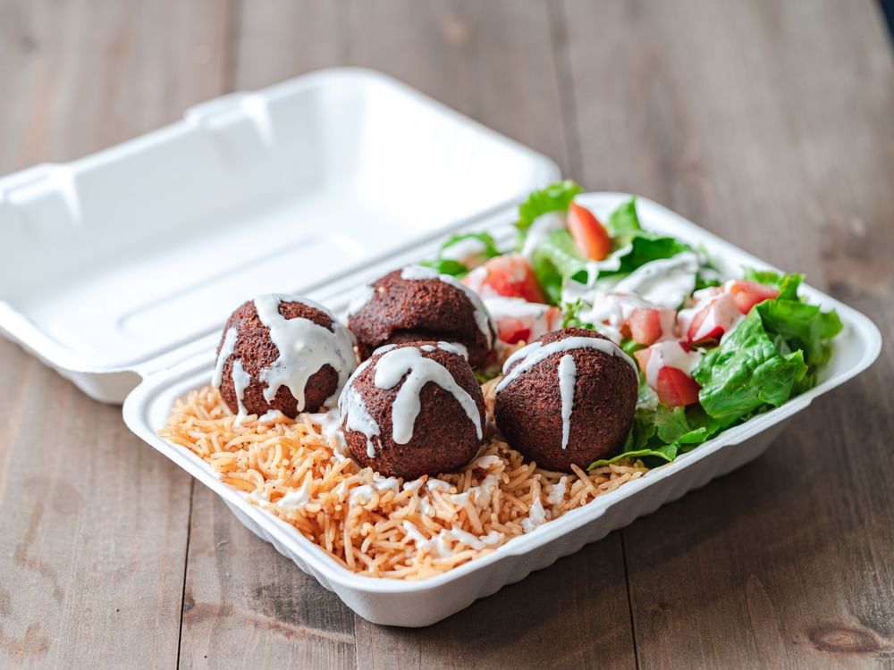 Falafel Over Rice & Salad