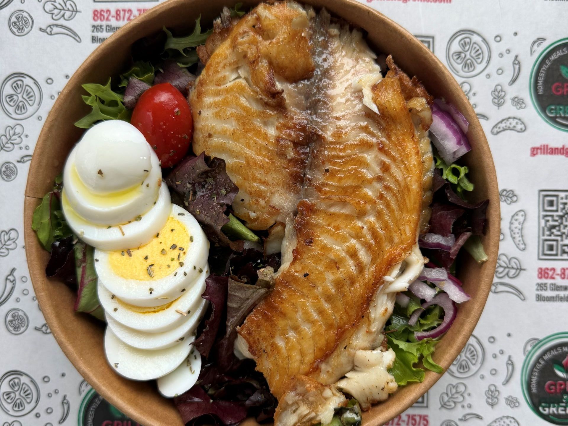 Grilled Tilapia Fish with Rice or House Salad