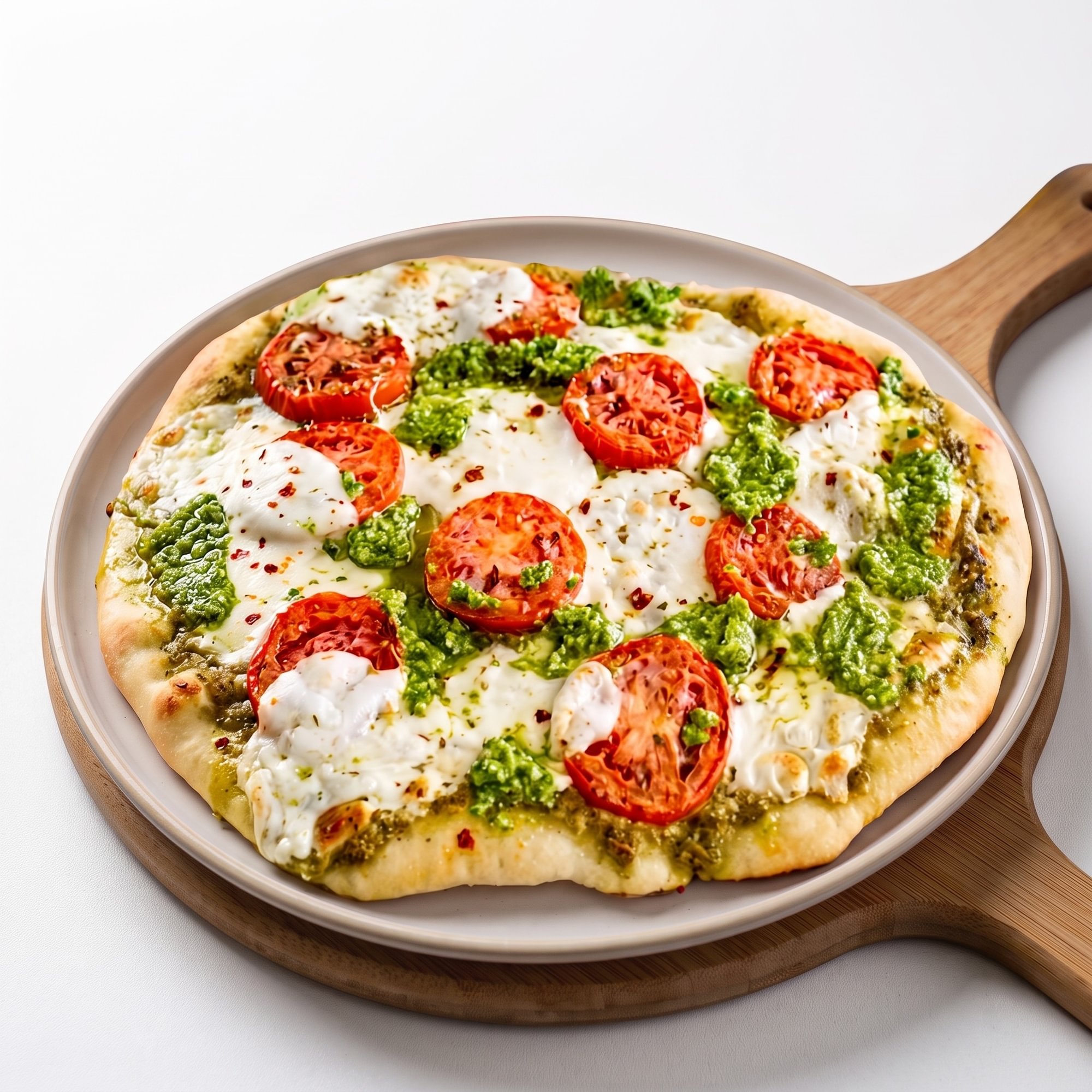Fresh Mozzarella Pesto Basil Pizza